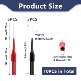 Measuring Tips for Multimeter Thin, Multimeter Test Probes 0.7 mm, Test Probes with 4 mm Banana Plug with Insulated Protective Caps for Electrical Diagnostics, Cable Testing Oscilloscope Car