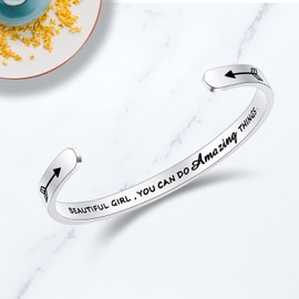 TONY & SANDY Gifts for Teen Girls Bracelet Trendy Stuff Cuff Stocking Stuffers Teenage Girl Jewelry 10 12 Year Old Gift Idea 8 13 14 16 Birthday Daughter Inspirational Small Women Christmas