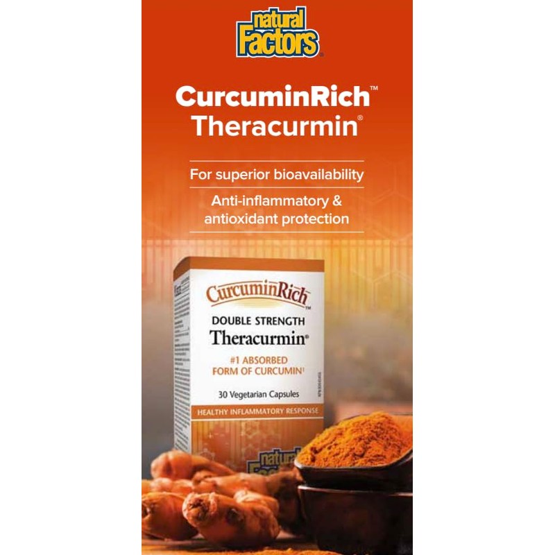 Natural Factors Theracurmin CurcuminRich DOUBLE STRENGTH 60 mg, 120 Vegetarian