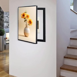 RAUMPA Electrical Panel Cover Breaker Box Cover Decorative Door Hide Wall, Aluminum Frame Indoor Outdoor for Living Room Office (19.6x27.5 in)