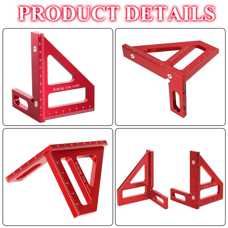 Prmape Carpenter's Square, 3D Multi-Angle Measuring Ruler, Aluminium Alloy Try