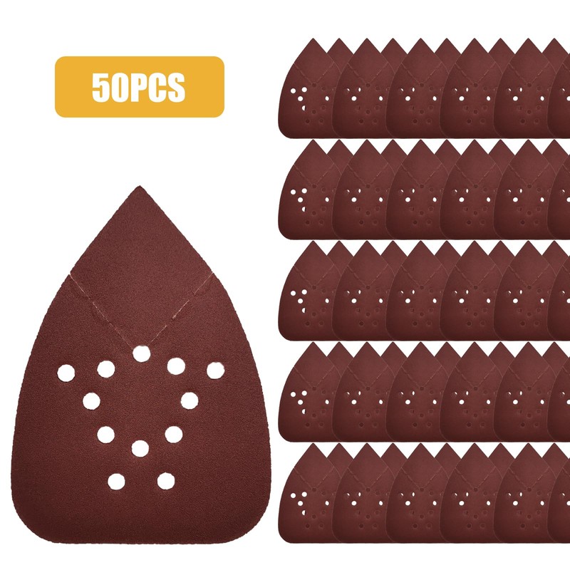 Pack of 50 Sandpaper Triangle Sanders, 180 Grit 12-Hole Sanding