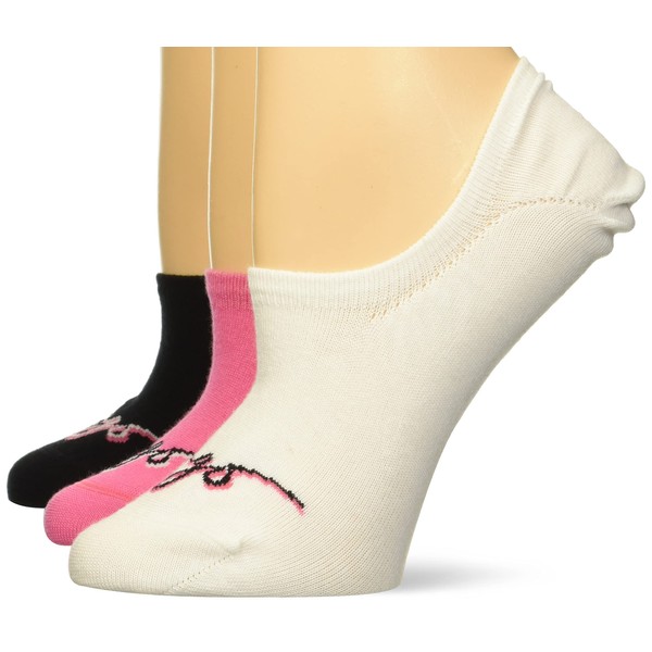 HUGO Womens 3-pack Script Logo Low Profile Socks, Salt White/Bright