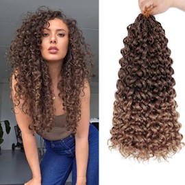 8 Packs GoGo Curl Crochet Hair 18 Inch Curly Crochet Hair for Women Water Wave Beach Curl Deep Crochet Braids Synthetic Braiding Hair Extensions 33/27