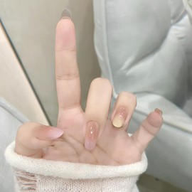 ALLEVG Nail Tips, 30 Pieces, Long, Spring and Summer Dopamine Color, Graduated x Lame Nails, Popular, Japanese Style, Cute, Simple, Stylish, Coming of Age Ceremonies, School Entrance Ceremonies