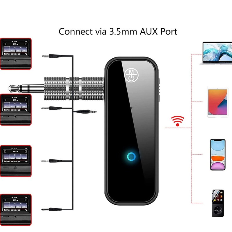 Bluetooth 5.0 Receiver 3.5mm Interface 2 in 1 AUX Adapter