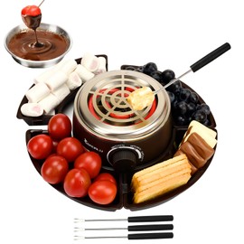 BADALU 2 in 1 Electric S'mores Maker & Fondue Pot, Temperature Control Tabletop Indoor S'mores Maker Kit with 4 Roasting Forks Housewarming Christmas Gifts,Family Gifts