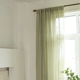 Sutuo Home Sutuo Home Boho Curtains for Bedroom Living Room 84 Inches Long, Light Filtering French Country Farmhouse Vintage Chic Tassels Hollow Window Treatment Bohemian Drape, 1 Panel 52" W x 84" L, Green