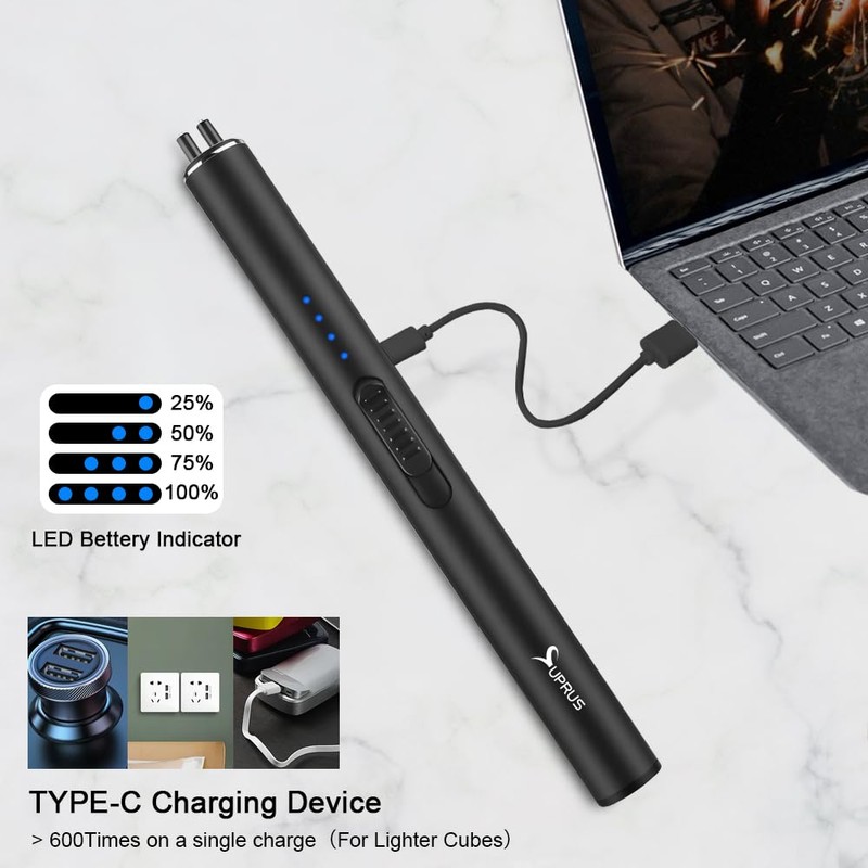 SUPRUS Electric Lighter Arc Windproof Flameless USB Lighter Rechargeable Lighter
