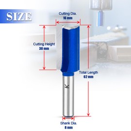 ASNOMY 16 mm Groove Cutter 8 mm Shank, Carbide Cutter Router Bits, Straight Wood Cutter Router Bit Set, Milling Tool for Woodworking