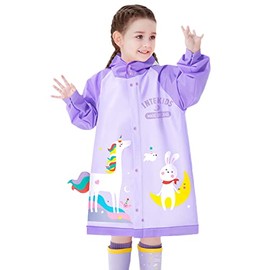 Toddler Raincoat for Boys Girls Rain Poncho Waterpoof Kids Rain Jacket 3D Cartoon Hoodie Kids Rainwear S Size 1-2 Years