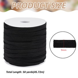 BENECREAT 50 Yards x 0.35 Inch Piping Trim with Welting Cord, Black Elastic Piping Bias Tape Piping Cord Trim for Sewing Home Decoration DIY Crafts