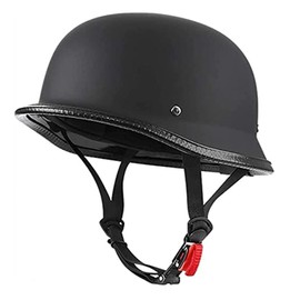 LJYTD Vintage German Style Motorcycle Helmets for Men and Women Retro Motorbike Open Face Helmet Beanie Skull Half Face Cap for Scooter ATV UTV Skateboard DOT/ECE Approved(Size:Large,Color:Sub-Black)