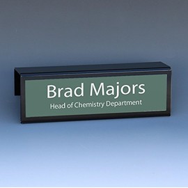 Cubicle Name Plates 8-1/2" Wide x 2-1/2" high Sign Holder - Hangs on 2" Thick Cubicle Wall for a 8" x 2" Clear Display Window with Black Border (2 Pack) by Plastic Products Mfg.