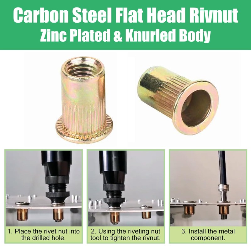 Maozaa Rivet Nuts, 100pcs M4 Rivet Nut, Carbon Steel Rivnut
