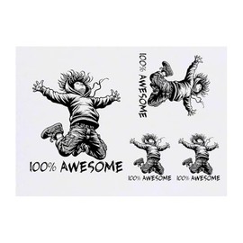 4 x 'Awesome Kid' Temporary Tattoos - Water Resistant, Skin-Safe, Non-Toxic Transfers, Mixed Sizes (TO00075416)