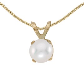 14k Yellow Gold Freshwater Cultured Pearl Pendant with 18" Chain