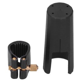 Saxophone Alto Sax Ligature Fastener Professional Compact PU Leather with Plastic Cover for Alto Sax Saxophone Clarinet Mouthpiece Black