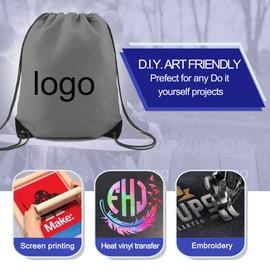 BeeGreen 20 Pieces Gray Drawstring Backpack Bags Bulk Nylon Gym Backpacks Cinch Sinch Bag for DIY Travel Sports Sack Personlized Sackpacks for Heat Vinyl