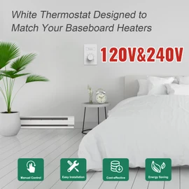 YeloDeer Dual Voltage (110V-265V) 4-Wire Manual Electric Baseboard Heater Thermostat for Home