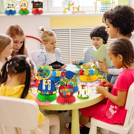 9Pcs Kindergarten Graduation Decorations Honecomb Centerpieces, 3D Kindergarten Graduation Party Decorations 2024 Honecomb Centerpieces, Class of 2024 Congrats Grad Kindergarten Graduation Centerpiece