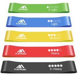 Flintronic Fitness Bands [Set of 5], 100% Natural Latex Fitness Band with 5 Levels, Training Band Fitness Band Resistance, Exercise Band for Muscle Building, Pilates, Yoga
