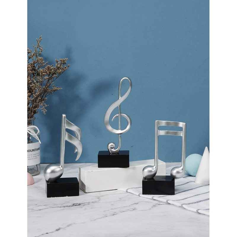 Amoy-Art 3 x Decorative Sculptures Music Note Figures Treble Clef