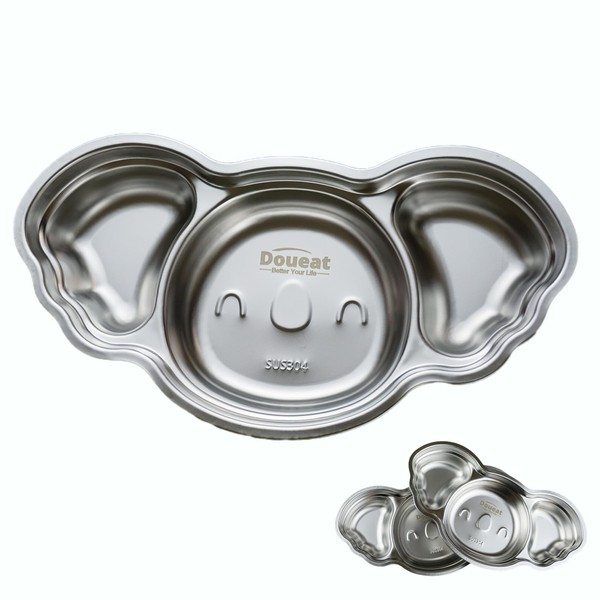 Doueat CPC Certified Stainless Steel Kids Plates, Easy to Clean,