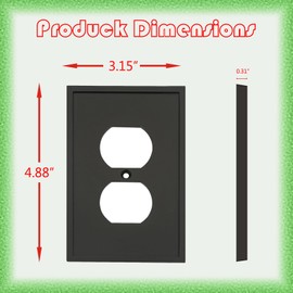 Outlet Covers Wall Plate, Matt Black Modern Decorative Duplex Receptacle Outlet Plate Electrical Outlet Covers Plates (1-Gang Duplex Outlet,4 Pack)