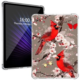 Slim Clear Protective Case Compatible with 6” 2022/2024 E-Reader (11th & 12th Gen), Soft TPU Transparent Cover for Lightweight Daily Use, Red Cardinals