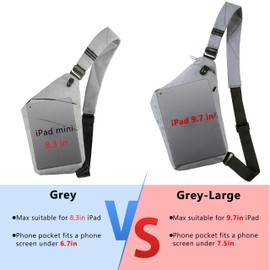 VADOO Anti-theft Crossbody Bags for Women, Lightweight Sling Bag Shoulder Chest Purse for Travel Sport Large, Gray