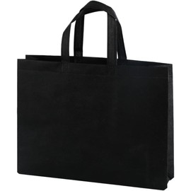 HIRAISM Handbags Non-woven Eco Bags A4 Size (12 x Horizontal, Black)