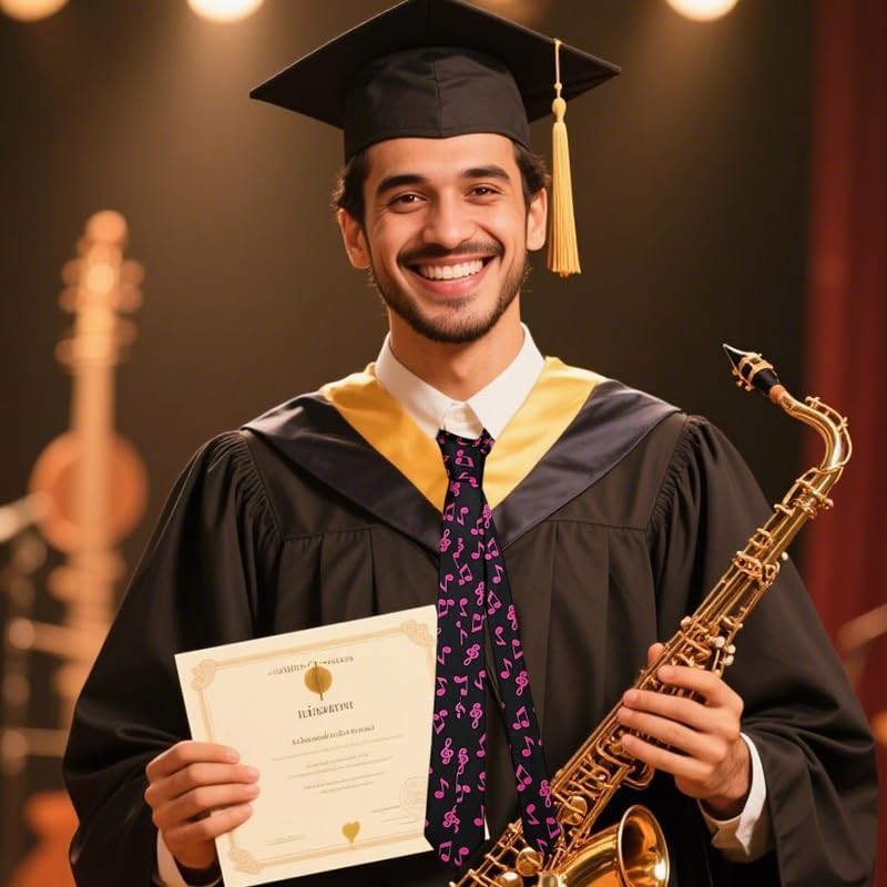 Yreamont Hot Pink Musical Note Neckties