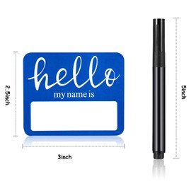 Outus 120 Pcs Hello My Name is Stickers(3" x 2. 5"), Name Tags with 1 Black Marker Pen, Peel & Stick Adhesive Sticker Labels for School, Office, Home, Meeting, Teachers and Mailing(Blue)