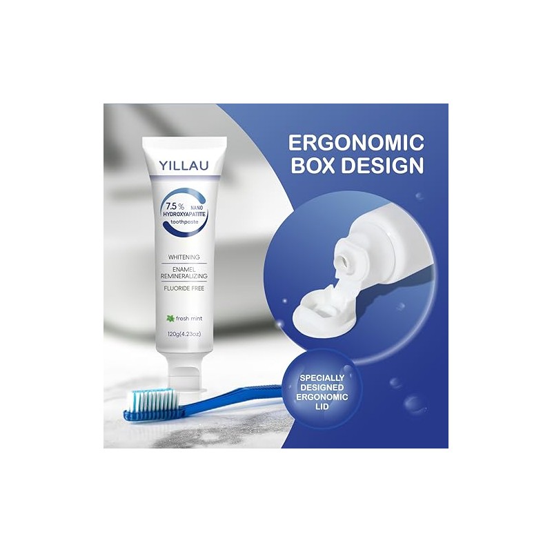 Hydroxyapatite Toothpaste, Nano Hydroxy 7.5%, Fluoride Free, for Sensitive Teeth