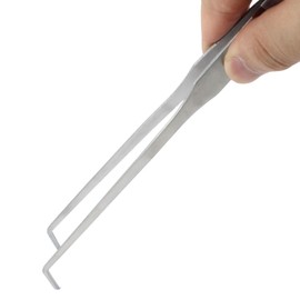 Coufce 2PCS Stainless Steel Reptile Feeding Tongs, Long Tweezers Aquarium Terrarium Feeder Tools for Reptiles, Lizards, Snakes (Straight and Curved)