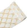 WELTRXE Table Runner with Gold Foil, 28cmx5m Faux Linen Polyester-Cotton