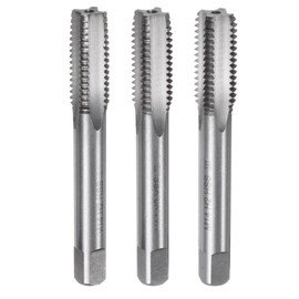 sourcing map 3pcs Metric Hand Tap Set, M14 x 2 Taper/Plug/Bottom Thread Screw Taps, High Speed Steel Hand Threading Tapping Tool Kit