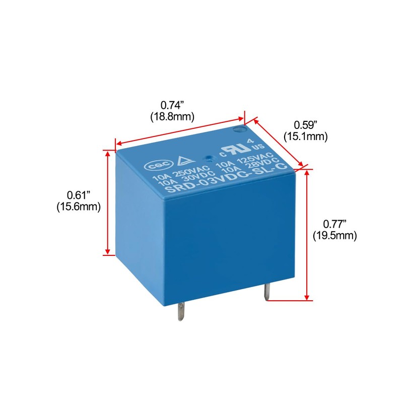 Heschen PC Board Relay SRD-03VDC-SL-C DC 3V Coil SPDT 10A