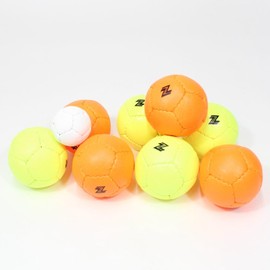Zeekio Travel Bocce Set - Weather Resistant - Indoor Outdoor- Comes with Nylon and Mesh Adjustable Drawstring Carry Bag! (Neon Orange/Neon Yellow)