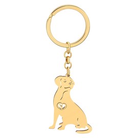 LONYOO Stainless Steel Cute Dog Keychain Pets Dog Gifts for Dog Lovers Women Girls Puppy Keyring Car Key Purse Charms (Gold Plated Labrador)