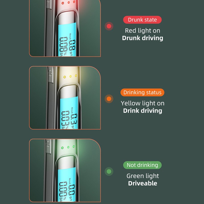 Breathalyzer Black Portable Mini Dustproof High Accuracy Rechargeable Blowing Special