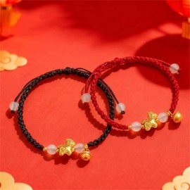 Yecomsy Chinese New Year of The Horse Bracelets Red Horse Charm Rope String Bracelet Zodiac Jewelry-Red