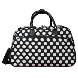 World Traveler Prints 21-Inch Carry-On Shoulder Duffel Bag, Black White Dot Ii