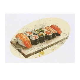'Sushi Platter' Temporary Tattoo - Water Resistant, Skin-Safe, Non-Toxic Transfer (TO00082905)