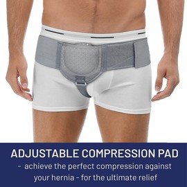 VKWE Hernia Belt For Men Hernia Truss,Inguinal Hernia Support For Men Left or Right Side, Post Surgery Men's Inguinal Hernia Support Truss For Inguinal, Groin Hernias, Adjustable Waist Strap (Gray)