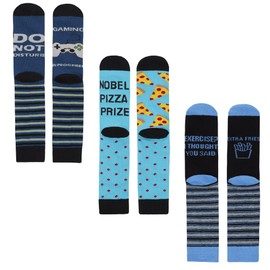 Mens 3 Pairs Novelty Design Mid Calf Socks Blue Funky Funny Food Cotton Rich Size 6-11-1