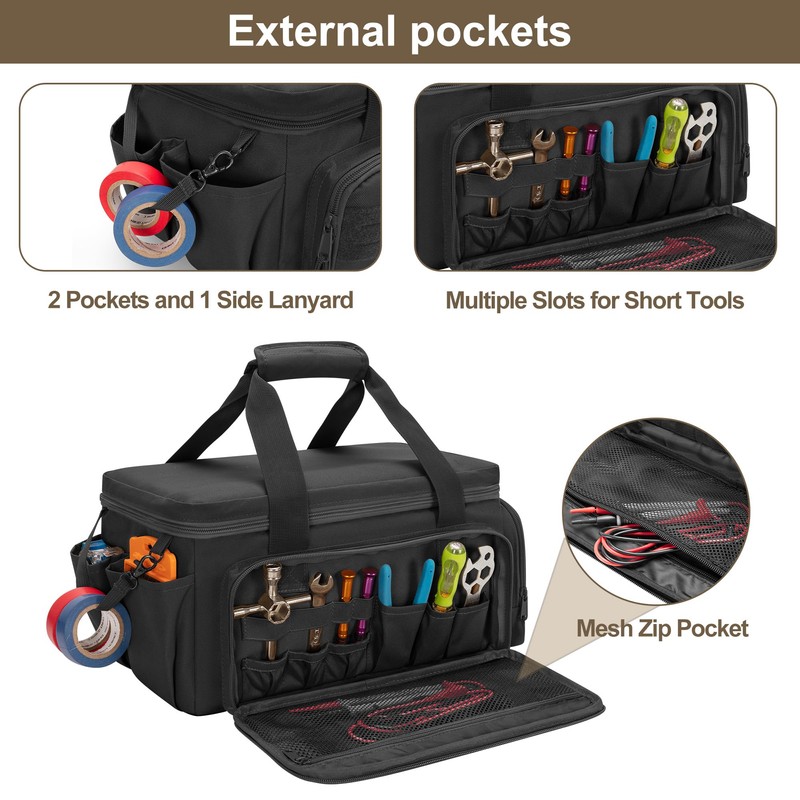 14-Inch Tool Bag with Anti-friction Bottom, Hand Tool Storage Organizer