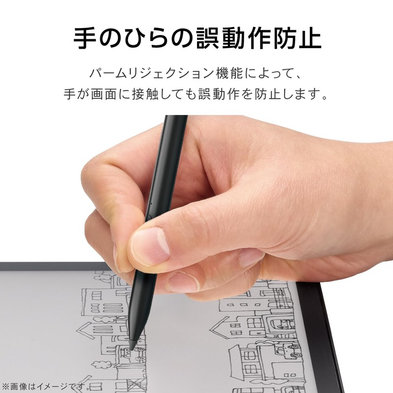 Elecom P-TPMPP02BK Touch Pen, Stylus Pen, Surface Compatible, Palm Rejection,