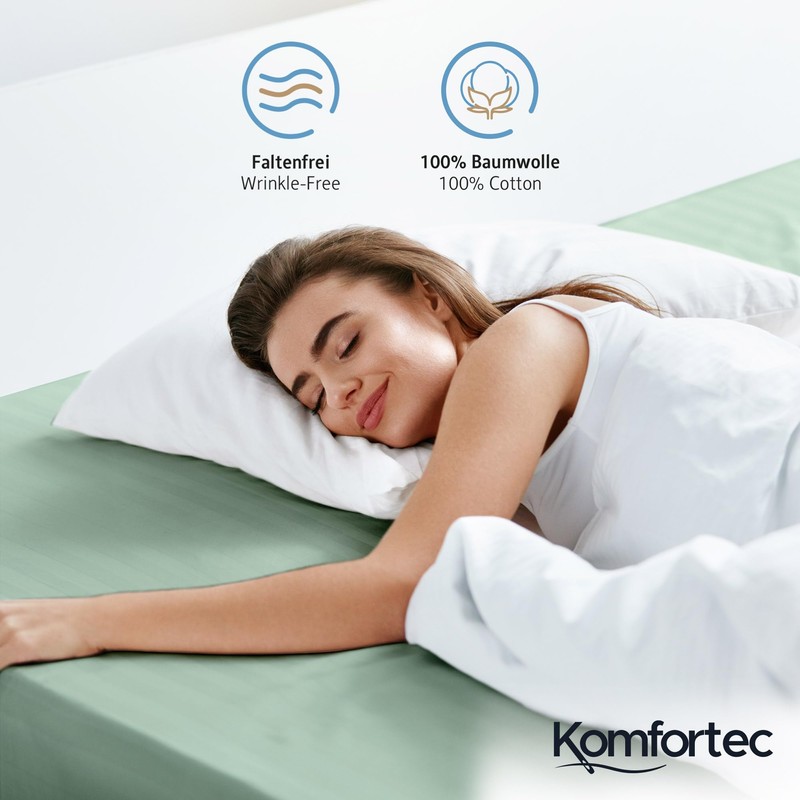 Komfortec Super King Fitted Sheet 100% Cotton, 11 inch (30
